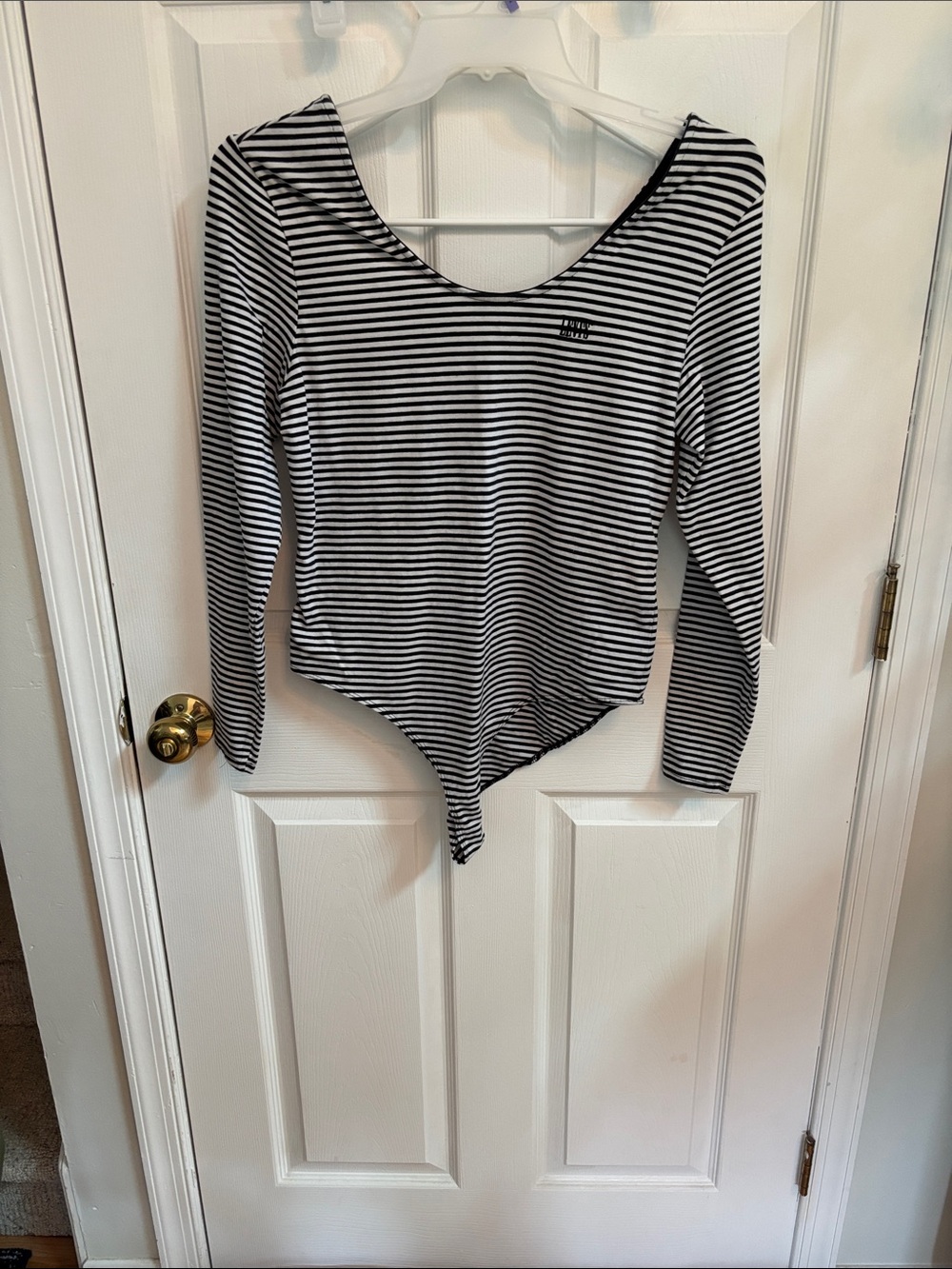 Levi's Black & White Striped Long-Sleeve Scoop Neck Bodysuit
